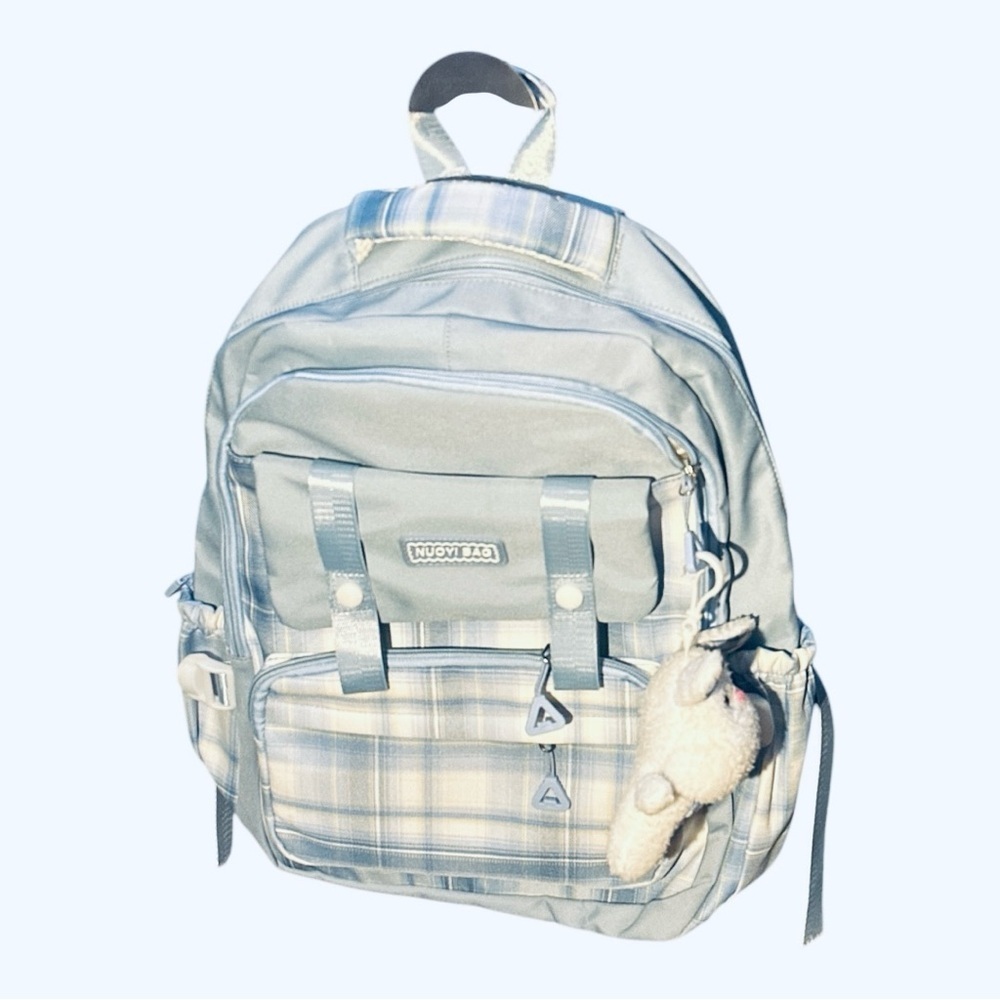 Kawaii Aesthetic Blue Backpack Large Capacity Cute School Bag w/ Accessories